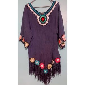 CLUB Z COLLECTION | Navy Crochet Fringe Tunic(?)